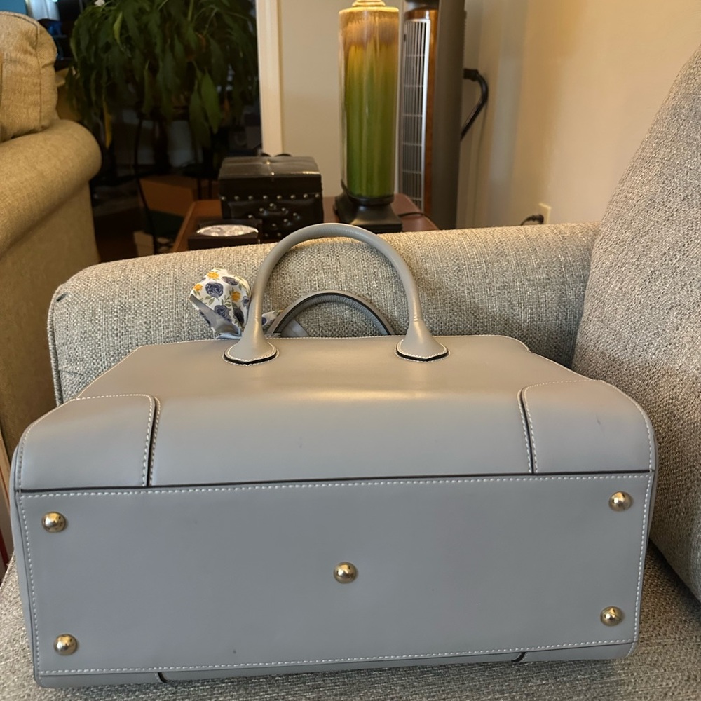 Alberta Di Canio Made in Italy Genuine Leather Grey Satchel Handbag Quiet Luxury - Picture 9 of 12